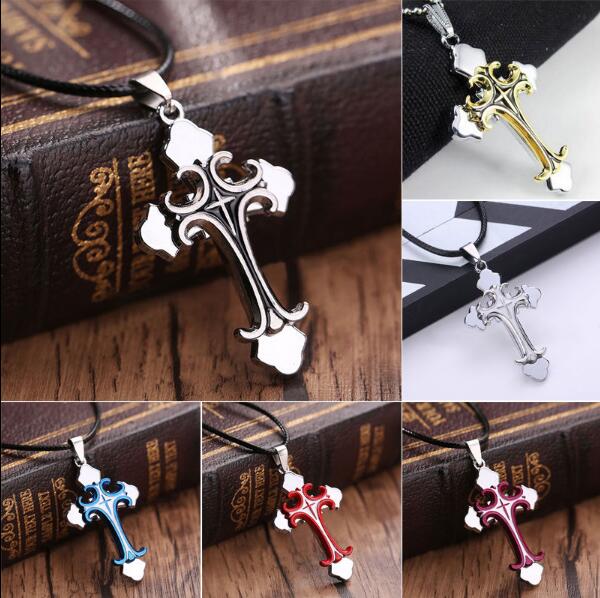 

Fashionable Calssic Vintage Charm Womens Stainless Steel Necklace Personality Men Punk Hip Hop Cross Pendant Necklace Jewelry