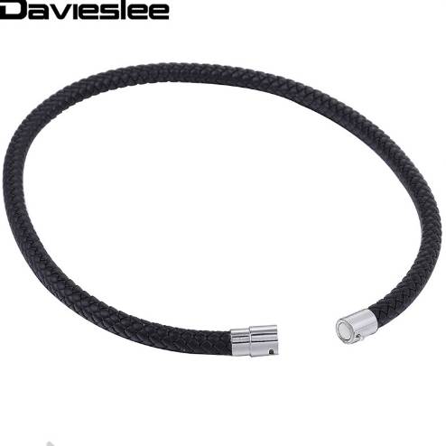 

Thin Brown Black Braided Cord Rope Man Made Leather Necklace for Men Chocker Silver Tone Stainless Steel Clasp 4/6/8mm LUNM09