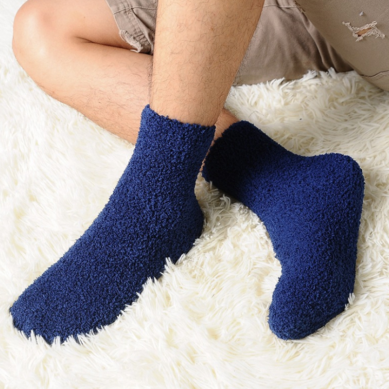 

New Winter Warm Extremely Cozy Cashmere Socks Women Men Pure Color Sleep Bed Floor Home Fluffy Long Socks, Black
