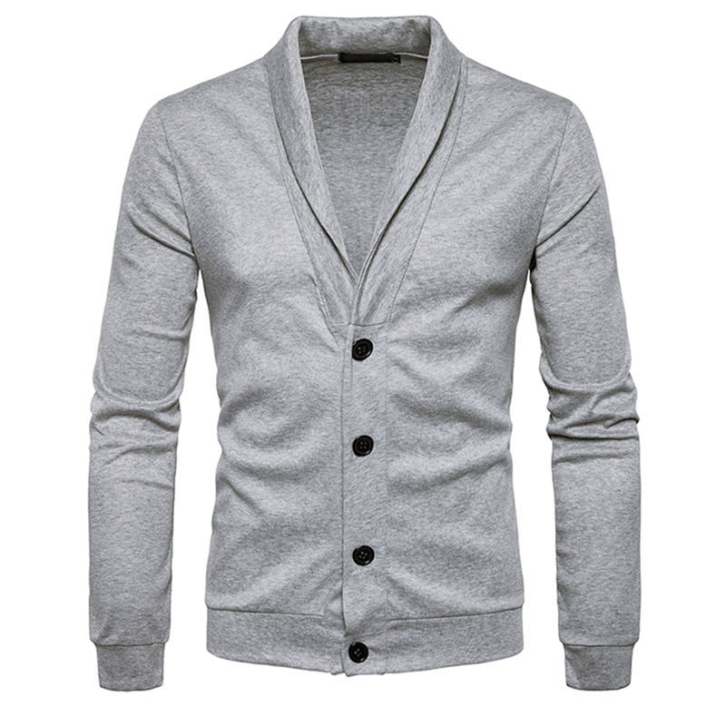 

Men Sweatercoat Knitwear Jumper Sweaters Classic Big Boys Knitting Long Sleeve V Neck Shawl Collar Button New Arrival 0605, Dark gray