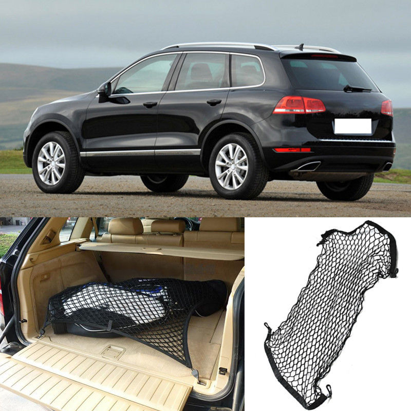 

For VW Touareg Car Auto vehicle Black Rear Trunk Cargo Baggage Organizer Storage Nylon Plain Vertical Seat Net