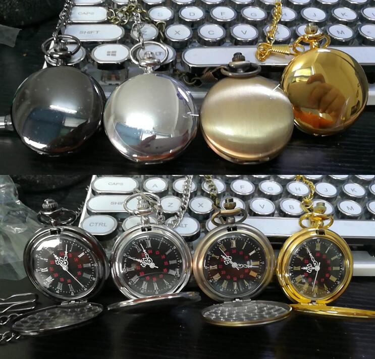 

Wholesale Mix 4Colors Quartz watches Necklace Chain Bronze pocket Roman watches PW079, Silver