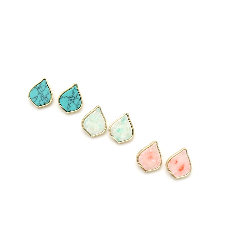 

Fashion Gold Color Natural Drop Shape Geometry Turquoise Stone Charm Dangle Earrings For Women brand Jewelry, Silver