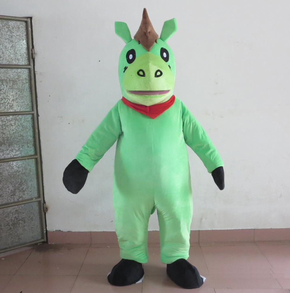 

2018 High quality hot new green colour horse mascot costume pony mascot suit for adults to wear for sale, Same as photo