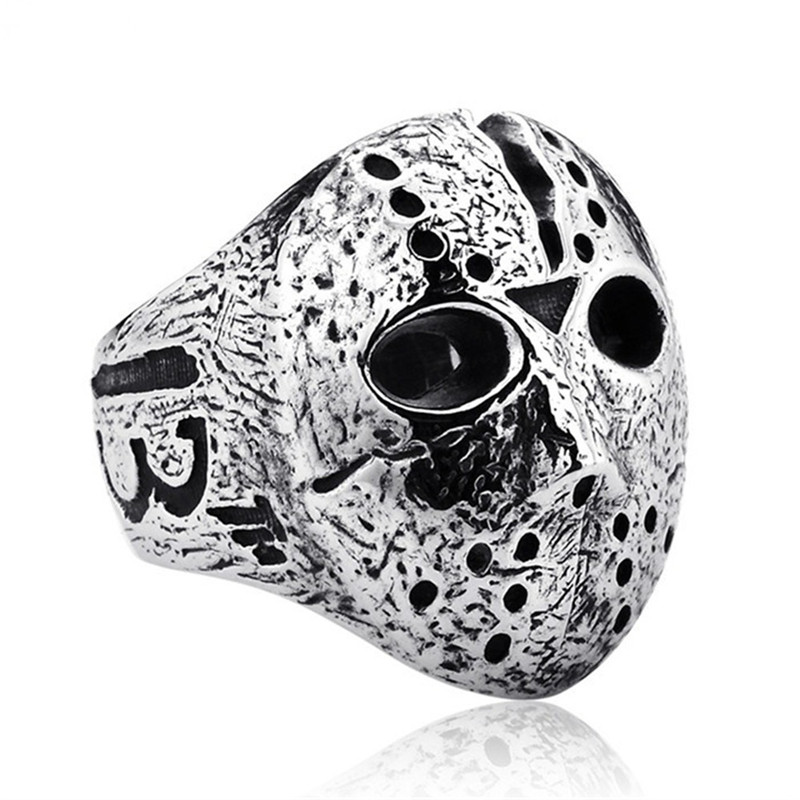 Acier Inoxydable 316 L Fashion Men/'s Black Friday 13th Jason masque Anneaux Taille 7-15