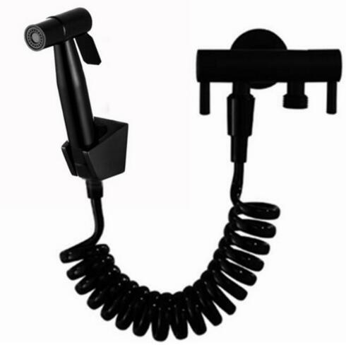 

matte black color angle valve with Toilet Hand held Bidet shower and black color shower hose Shower Shattaf Bidet Spray Douche kit Jet BD369