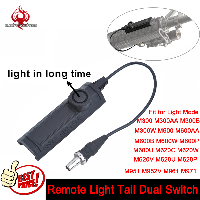 

Element Airsoft Remote Light Switch Tail Dual Switch Softair Accessory Switch for always bright For Surefire M300 /M600/M951/M952/M961, Black