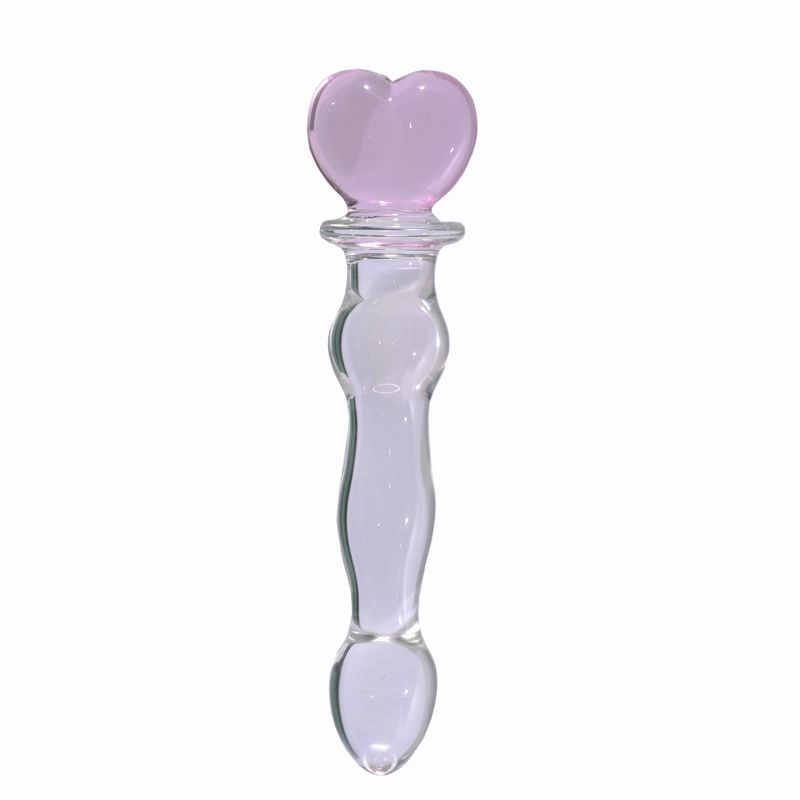 Huge Pyrex Glass Dildo,Anal 3 Beads Butt Plug Toys,Crystal Massager Pleasure Wand Heart Shape Adult Sex Toys for Couple,Pink S921