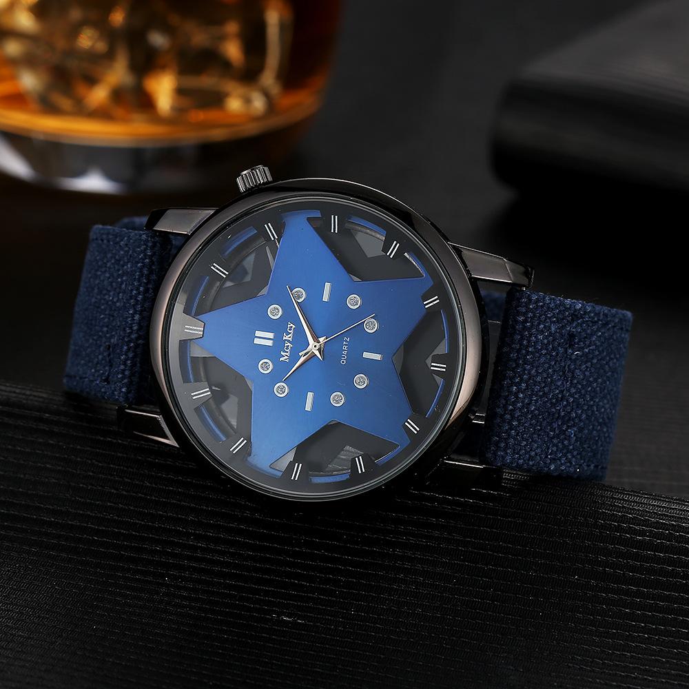 

usa Women's Watches fashion five-pointed star hollow watch Canvas braided strap Big red dial Neutral dress