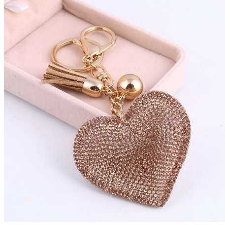 ZOSH Heart Keychain Leather Tassel Gold Key Holder Metal Crystal Key Chain Keyring Charm Bag Auto Pendant Gift Wholesale Price-image-421081136