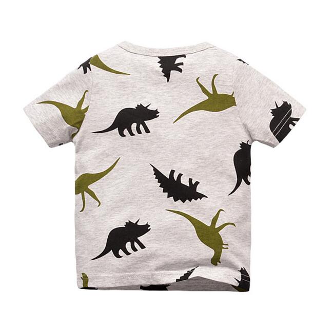 

NEW ARRIVAL Boys Kids 100%Cotton Short Sleeve cartoon dinosaur print pocket T shirt boys causal summer t shirt Free Ship, As picture