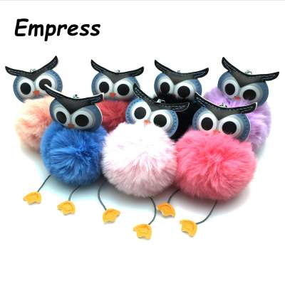 

EMPRESS Fashion pendant Pompom Keychain Fluffy Artificial Rabbit Hairball Keychains Animal owl Women Car Bag Key Chain