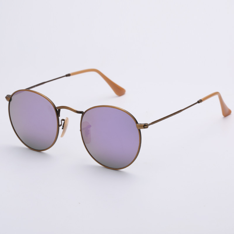 

fashion round sunglasses women mens sunglsses round metal sun glasses real UV protect glass lenses with leather case and all accessories