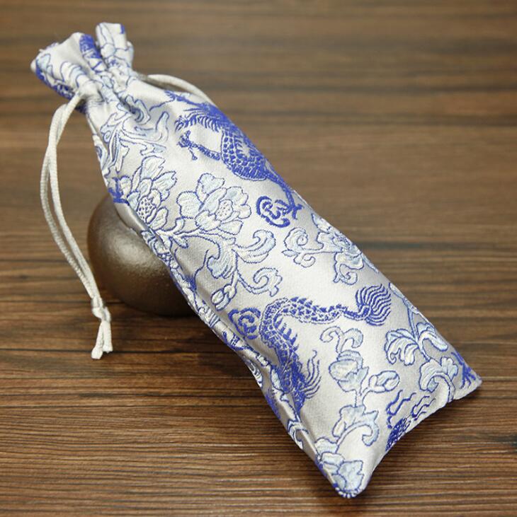 

Free Ship 50pcs 7.5*24cm Handmade Silk Fabrics Drawstring Pouch Jewelry Earring Bracelet Comb Bags Wedding Favors Party Gift Bags