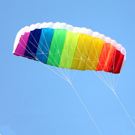 Free Shipping Dual Line 1.2/1.4/2/2.7m Parafoil Flying Rainbow Sports Beach Stunt Kite With Handle Ripstop Nylon Outdoor Kitesurf Wholesale-image-424836766