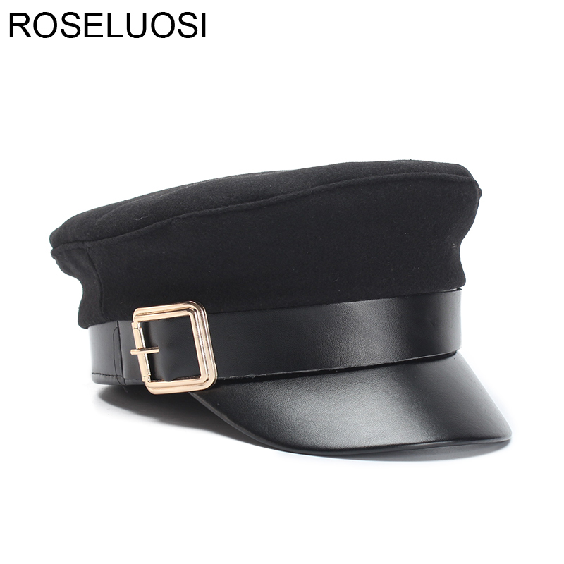Nouveau femme homme 100/% Cuir véritable police chapeau//Newsboy Caps//Navy Hat