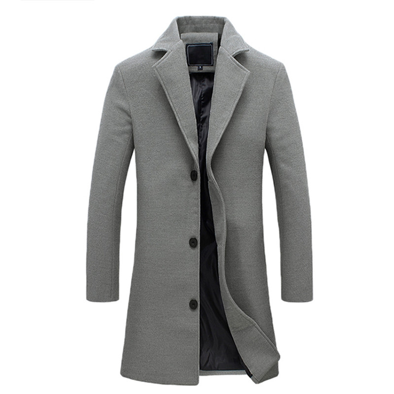 

Long Oversized Mens Trench Coat 2018 Winter Single Breasted Causal Jacket Plus Size Turn Down Collar Male Overcoat 3XL 4XL 5XL