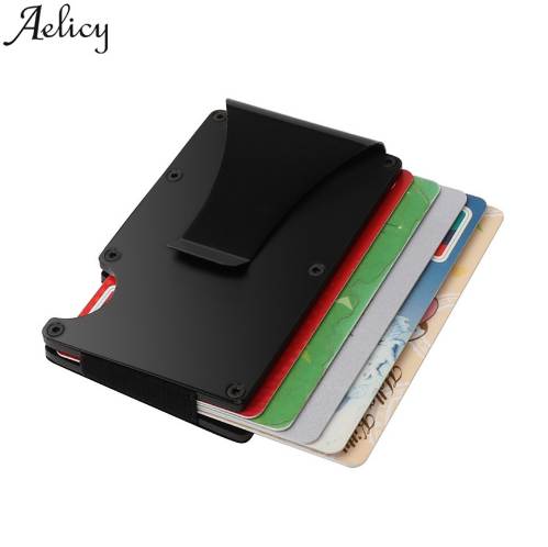

Aelicy Unisex Metal Money Clips Fashion Black Credit Card ID Holder Mini Anti-chief Wallet Men S23