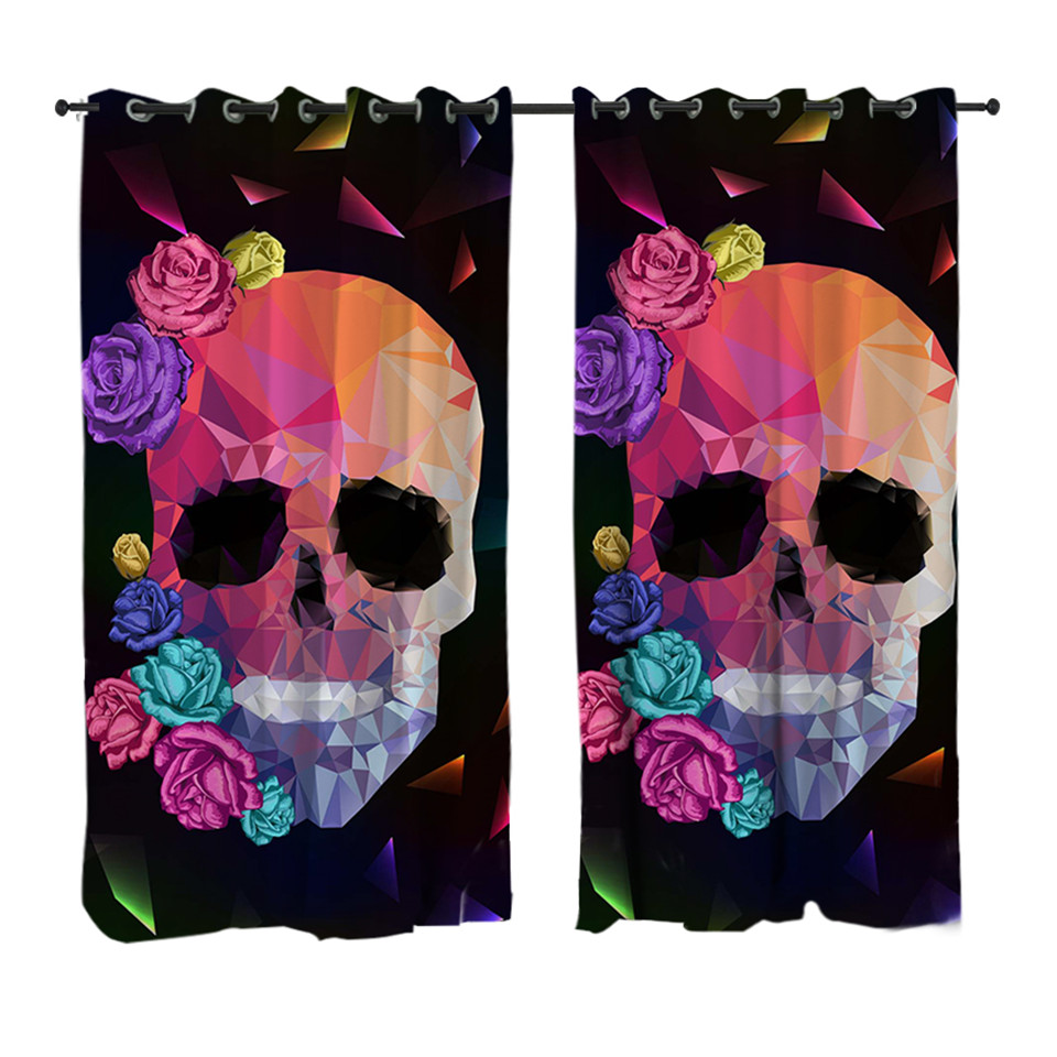 2019 Wholesale Geometric Skull Living Room Curtains Gothic