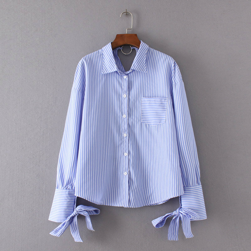 

2018 women vintage sleeve bow tied striped business blouse long sleeve shirt women casual slim female chic blusas tops LS2459, As pic ls2459