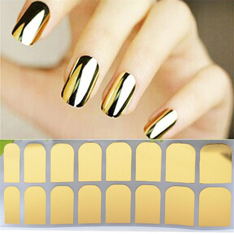 

Nail Art Polish Metallic Gold Foil Sticker Decal Patch Wraps Tips Full Nail Tips Decoration