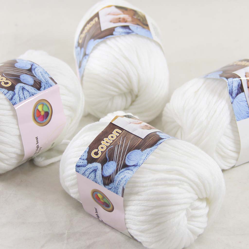 

Sale LOT 4 BallsX50g Special Thick Worsted 100% Cotton Yarn hand Knitting White 422-01-4, Multi-colored