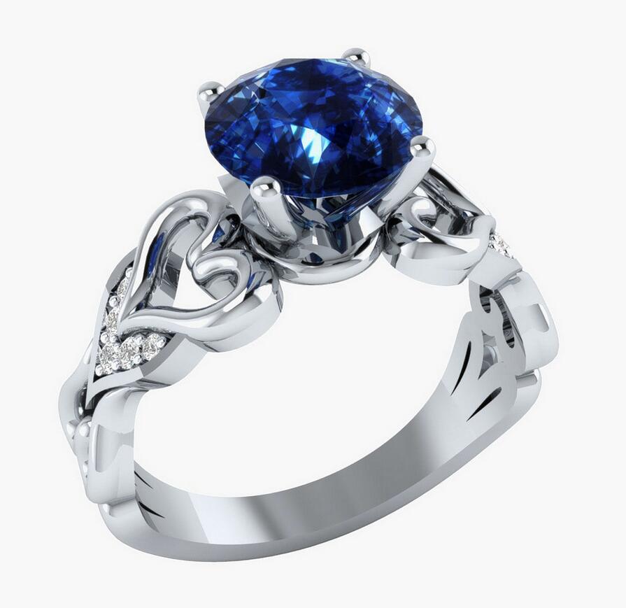 

Size 6-10 Luxury Jewelry Hot Slae Luxury Jewelry 10KT White Gold Filled Solitaire Topaz CZ Diamond Women Wedding Heart Band Ring Gift