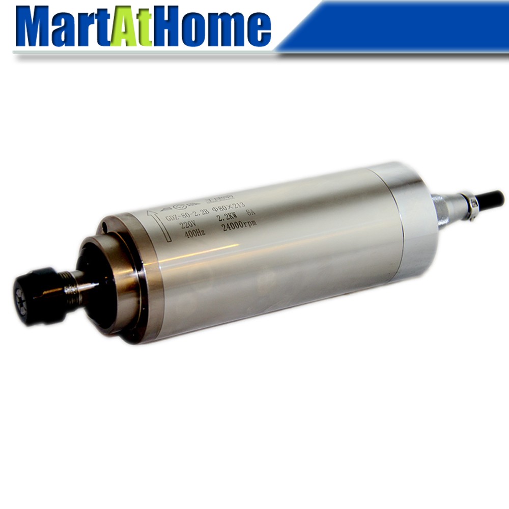 2.2KW 24000rpm Spindle Motor 220V 400Hz Water Cooled 80*213mm ER20 Nut Engraving