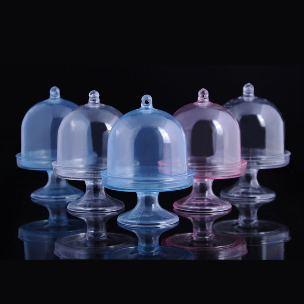 12Pcs Candy Box Transparent Plastic Decorative Boxes Cake Saucer Shaped Snack Container 1#