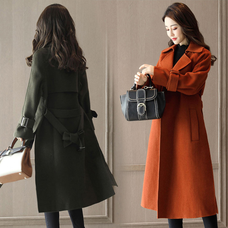 Mode d'hiver Femmes Nouveau Manteau À Manches Longues Moyen Long De Haute Qualité Manteau De Laine Lâche Super Chaud Manteau De Laine Femmes