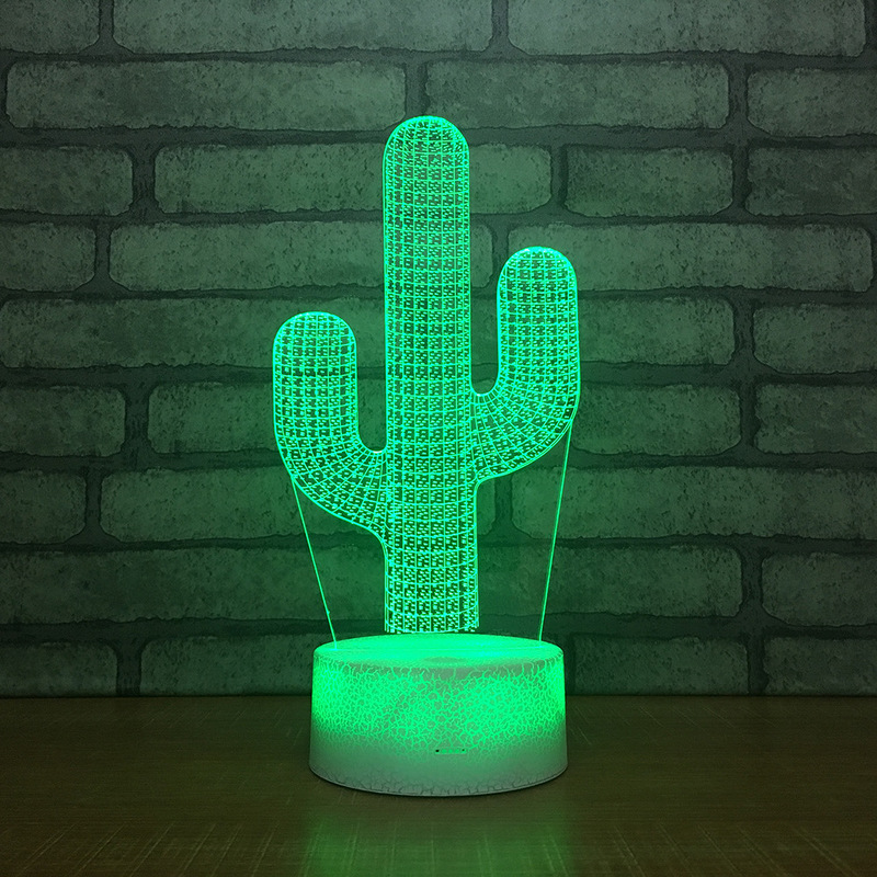 

Cactus Shape 3D Table Lamp LED Color Changing Visual Illusion USB Nightlight Plant Style Lights for Kids Christmas Gifts