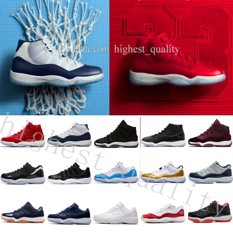 

2018 Cheap Hot New 11 WIN LIKE 96 Concord Cool Grey Space Jam Varsity Red Mens Basketball Shoes 11s Mid Athletic XI Sport Sneakers US 5.5-13, #03 high prm heiress black stingray