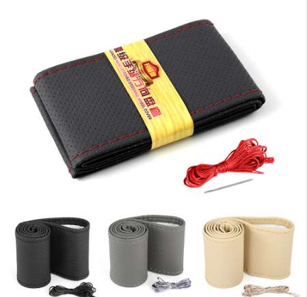 

NEW 37cm/38CM DIY Steering Wheel Covers Soft Leather Braid on the steering-wheel of Car With Needle and Thread Interior accessories