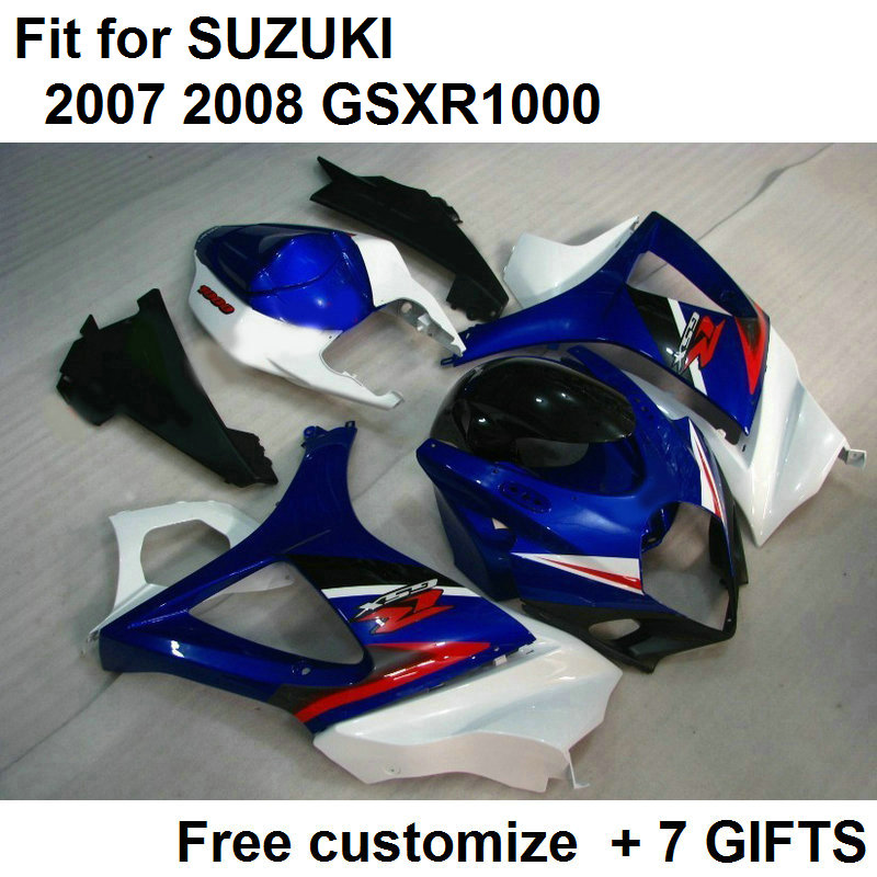 

Free shipping fairing kit for 07 08 GSXR 1000 SUZUKI GSXR1000 2007 GSX-R1000 2008 blue white Corona bodywork fairings K7 GH63 +Seat cowl, Multi-color