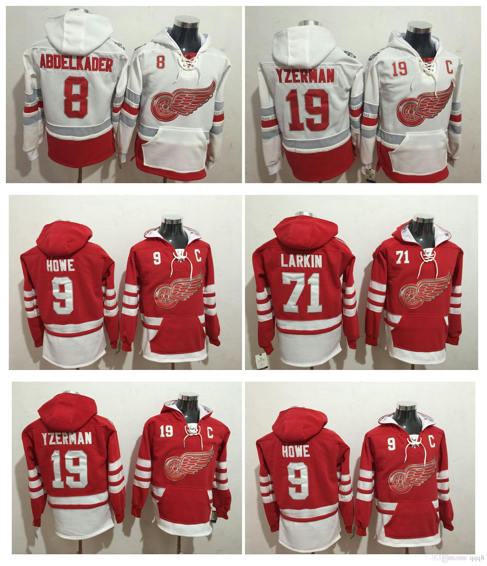 

2017 Centennial Classic 100th Detroit Red Wings Pullover 71 Dylan Larkin 9 Gordie Howe 19 Yzerman 40 Zetterberg White Hockey Hoodie Jerseys