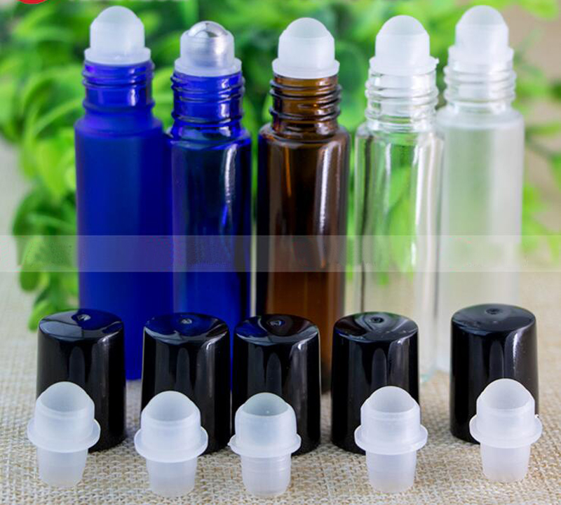 

DHL Free Portable 10ml Roll On Glass Bottles Fragrance Perfume Blue Clear Brown Frosted Glass Roller Bottles With Staniless Steel Ball