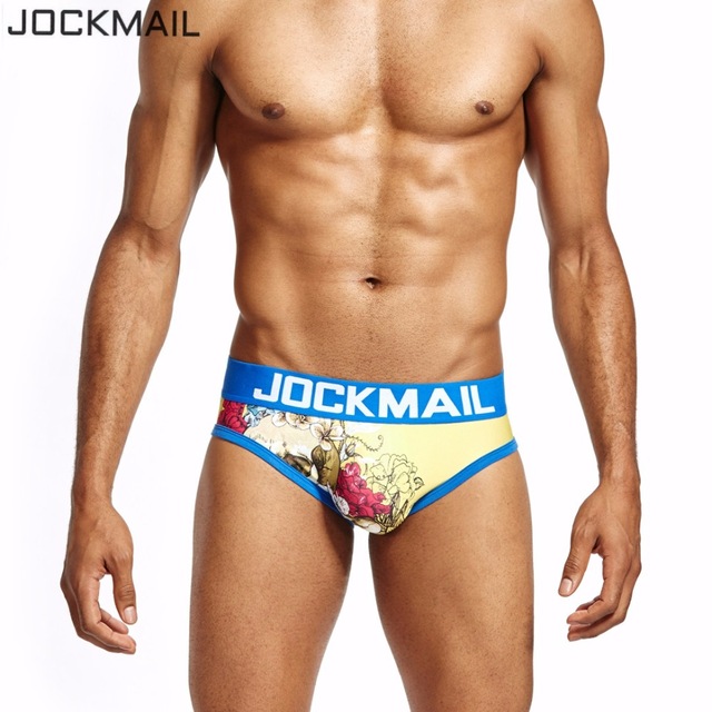 

JOCKMAIL Brand printed SKULL Mens Underwear Briefs Sexy Men bikini panties calzoncillos hombre cuecas calcinha Gay Underwear, Yellow