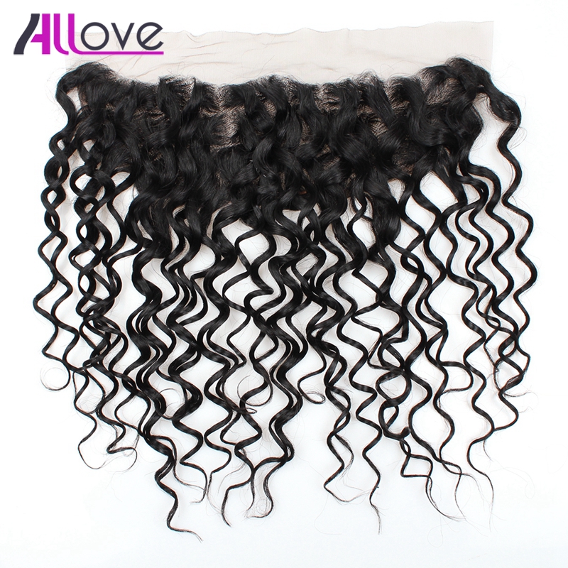 

8A Allove Brazilian Virgin Hair Lace Frontal Peruvian Water Wave Ear to Ear Closure Wet & Wavy Malaysian Frontal Closure Indian Human Hair, Natural color