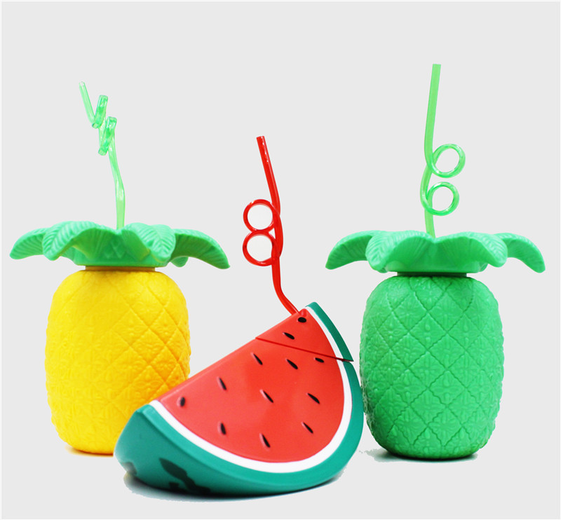 

Novel Pineapple Watermelon Beach Tumbler with Twisty Straw Adult Sippy Cup Straw Water Bottle Party Favor DEC283