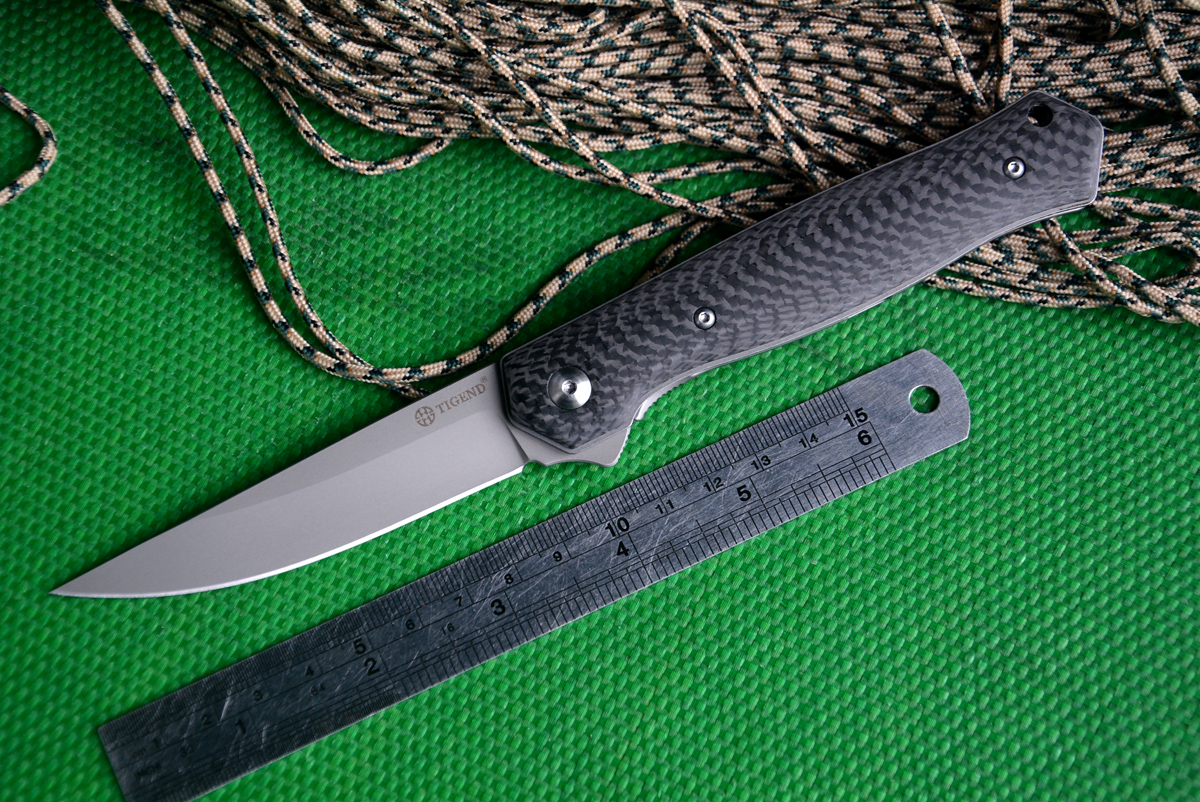 

New Fold Knife TIGEND Brand 1067 Carbon fiber handle 3.54" D2 blade Pocket Hunting knives for Survival Outdoor