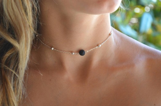 

Lava Rock Charm Choker Necklaces For Girls/Ladies Gold Silver Plated Pendant Necklace Gift Idea Woman Chokers