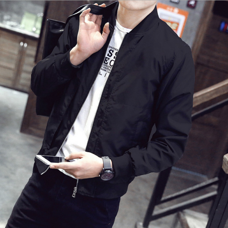 

4XL Men Baseball Jacket Collar Jacket Men's Casual Thin Section Autumn New Large Size Men's Jackets Rib, Black