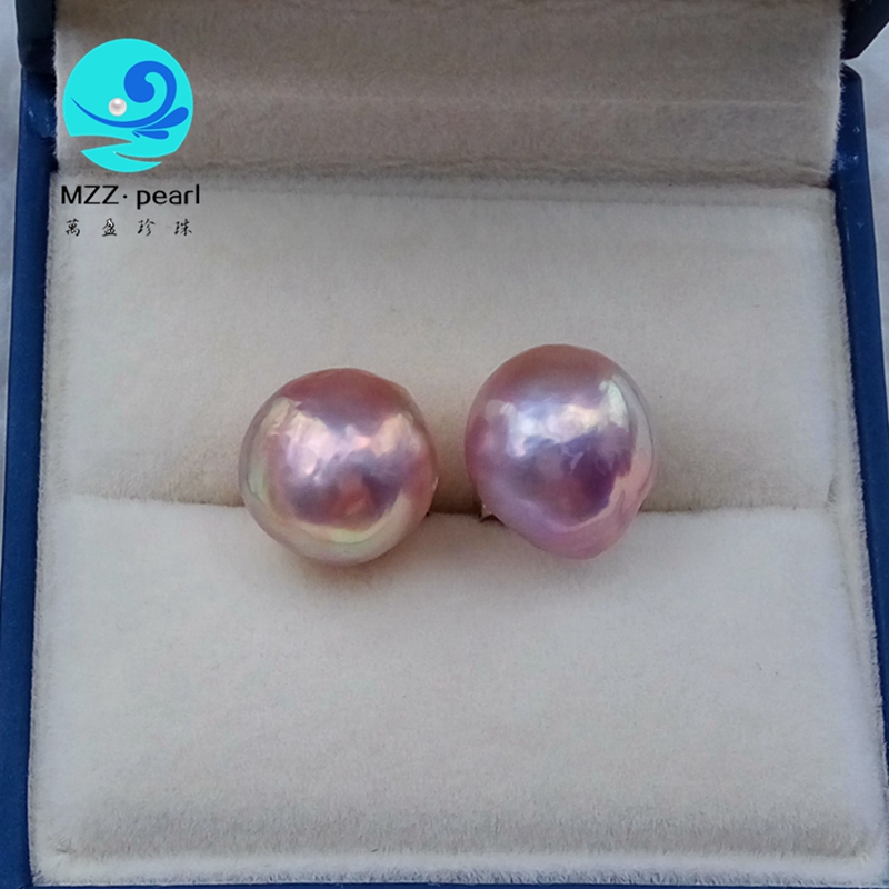 

large nucleated freshwater edison pearl pink earring studs quality pearl earrings