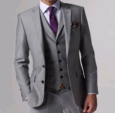 

Hot Sale Light Grey Groom Tuxedos High Quality Man Wedding Suit Two Button Slim Fit Men Dinner Party Prom Blazer(Jacket+Pants+Tie+Vest)216, Same as picture