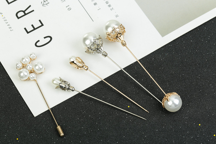 Korean Version of Pearl Crown Word Cardigan Accessories Large Pin Wild Diamond Female Shawl Buckle Brooches Broche Wholesale Drop Shipping-image-415443688