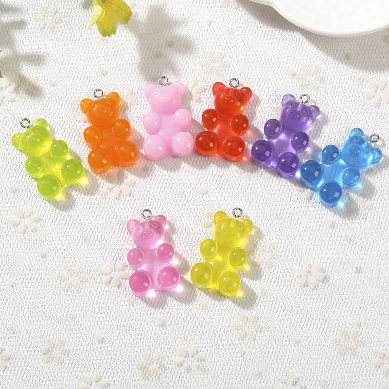 

whole sale20*30mm 20pcs resin gummy bear candy big size necklace charms very cute keychain pendant necklace pendant for DIY decoration