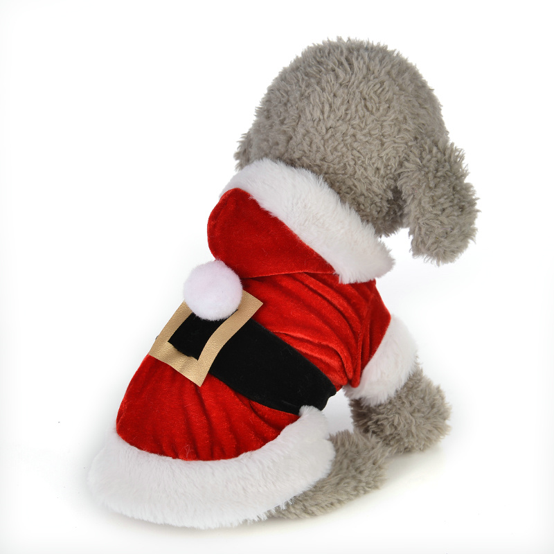 

small dog Christmas clothes pet hooded clothes fleece apparel costume cute coat dog Cosplay Pet Party clothing for dog Cardigan, Red