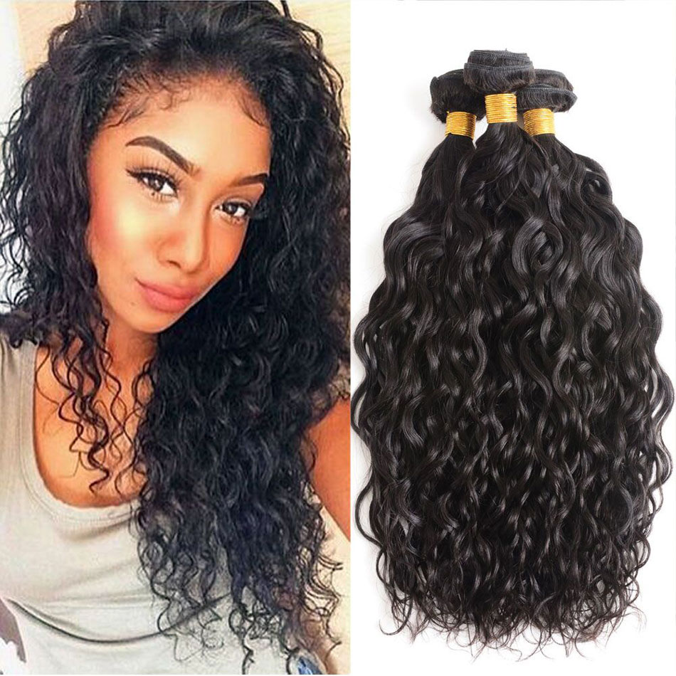 

Human Hair Weave Bundles Malaysian Water Wave Hair Bundles Natural Color Hair Extensions Can Buy 3 Or 4 Pcs Free Shipping