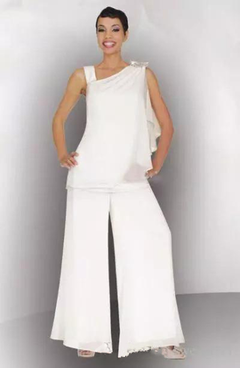 white dressy pants suits for evening wear