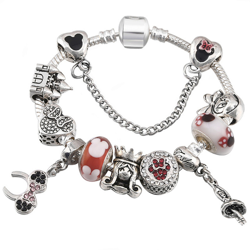 

European Charm Bead DIY Bracelet Cartoon 3MM Snake Chain Jewelry